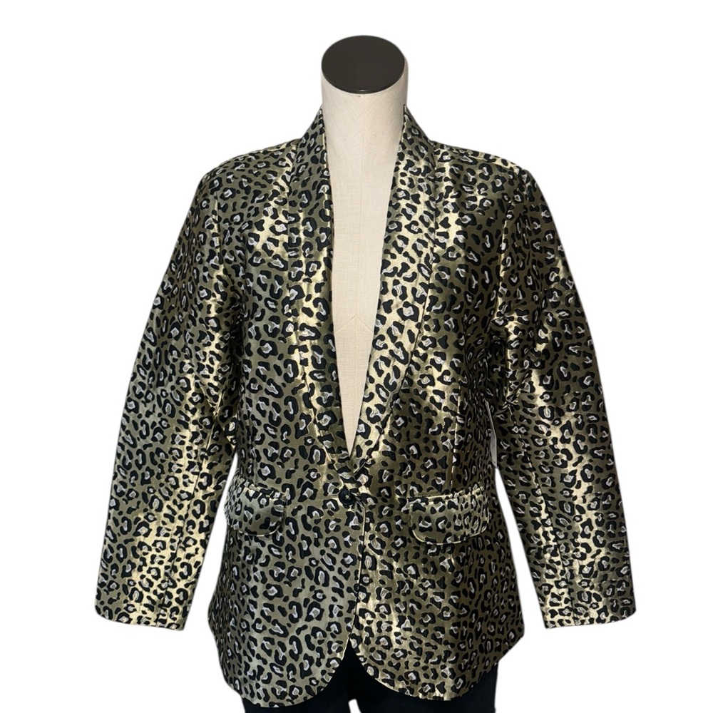 NEW VENUS Leopard Jacquard Blazer COLOR Black & Gold - Picture 11 of 12
